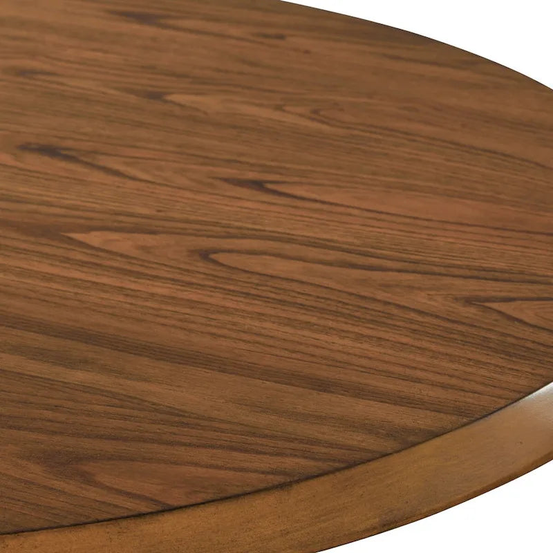 Round Dining Table with Matte Black Metal Cross-Frame Base