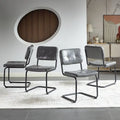 Modern Simple Leather Dining Chair with Metal Pipe Legs