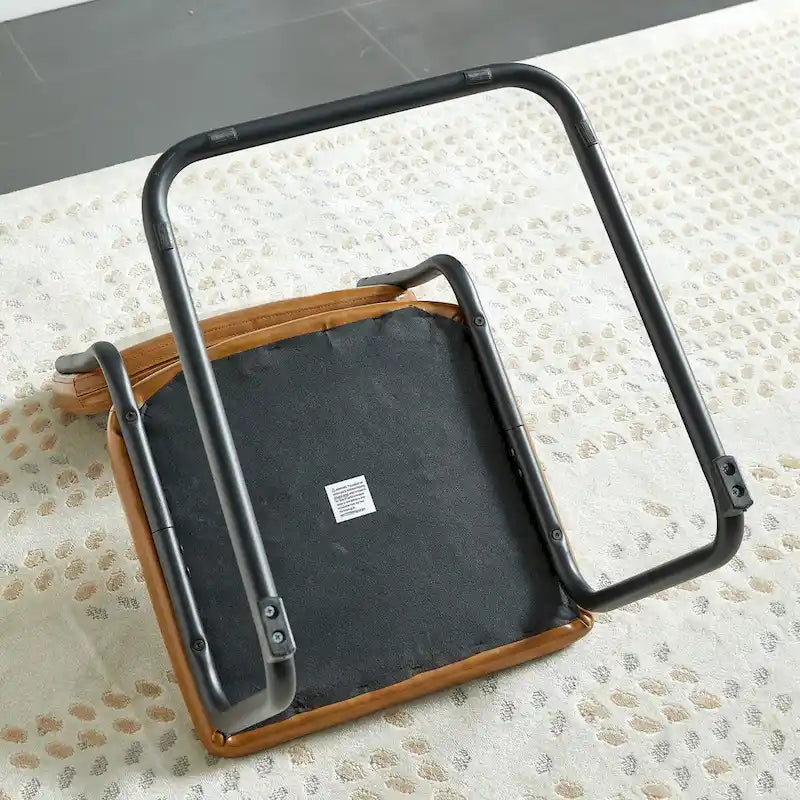 Modern Simple Leather Dining Chair with Metal Pipe Legs