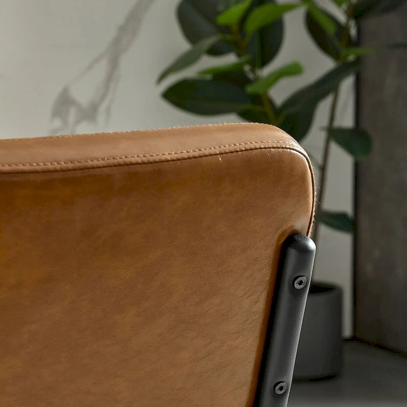 Modern Simple Leather Dining Chair with Metal Pipe Legs
