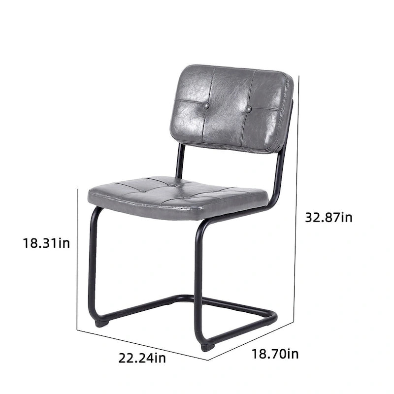 Modern Simple Leather Dining Chair with Metal Pipe Legs