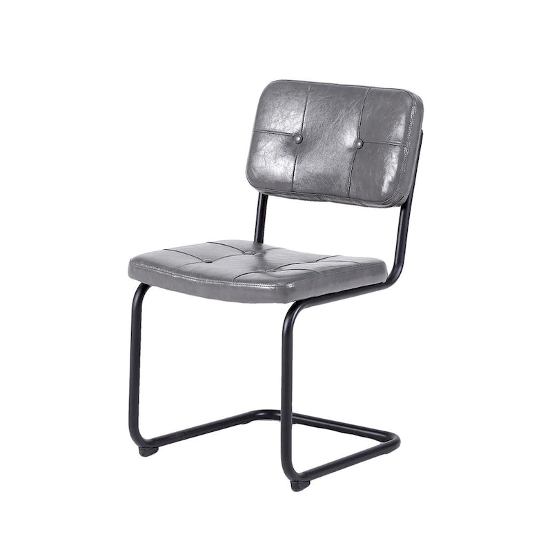 Modern Simple Leather Dining Chair with Metal Pipe Legs