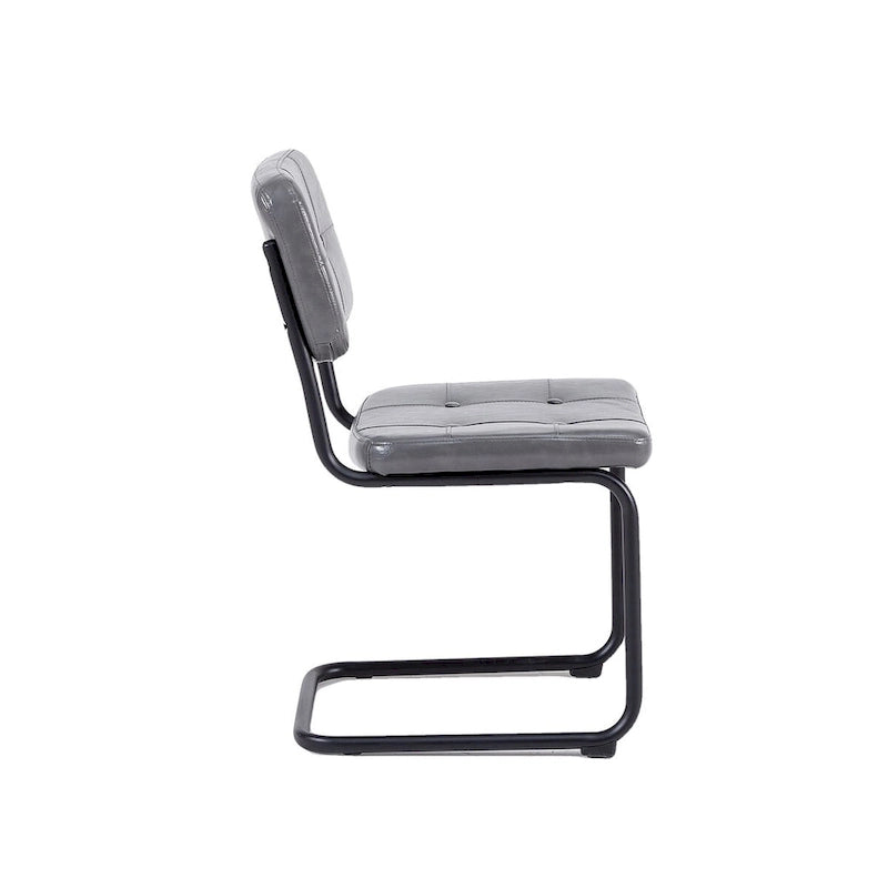 Modern Simple Leather Dining Chair with Metal Pipe Legs