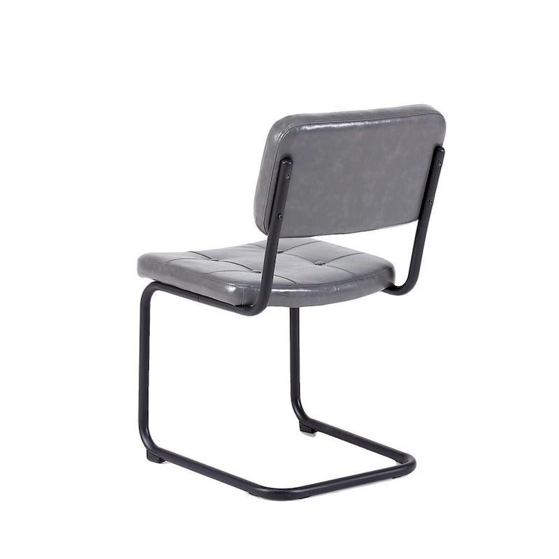 Modern Simple Leather Dining Chair with Metal Pipe Legs
