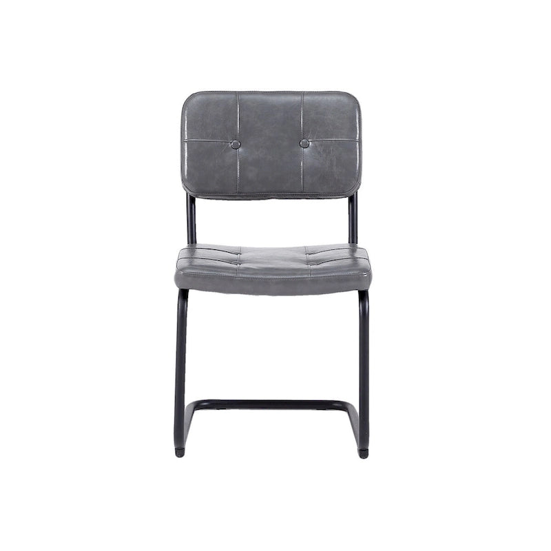 Modern Simple Leather Dining Chair with Metal Pipe Legs