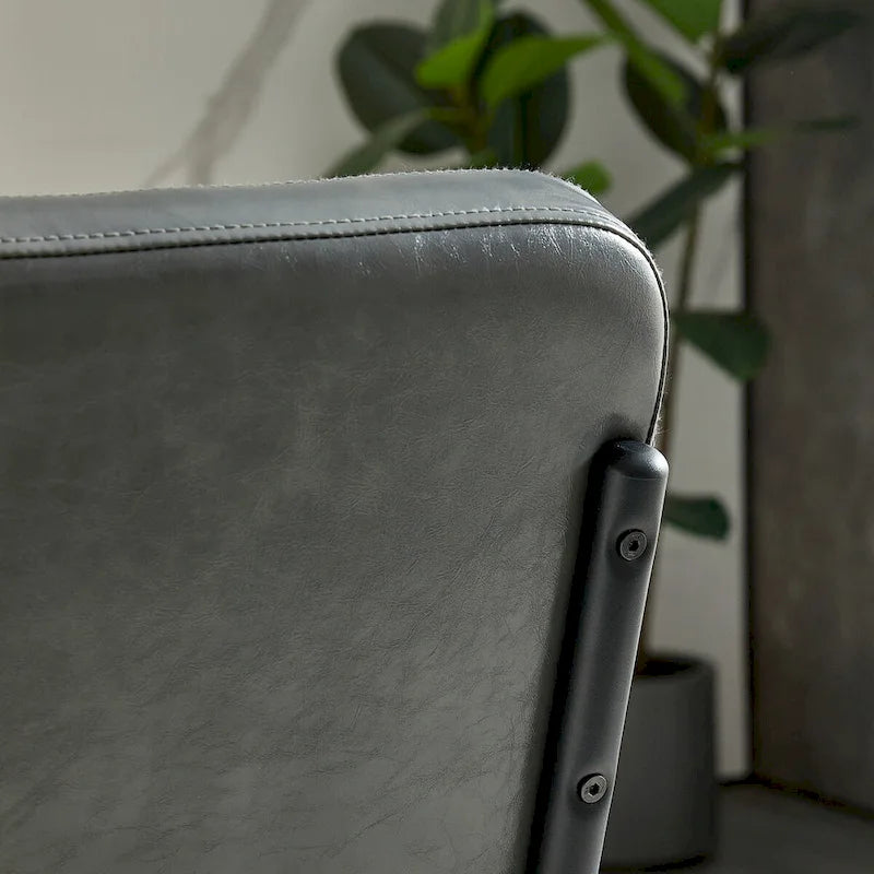 Modern Simple Leather Dining Chair with Metal Pipe Legs
