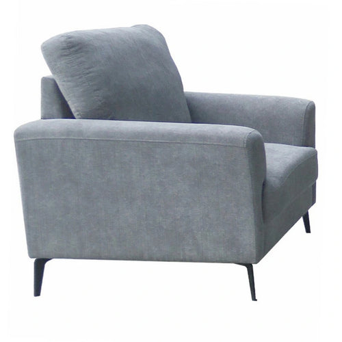 37 Inch Modern Accent Sofa Armchair Gray Chenille Upholstered with Metal Legs