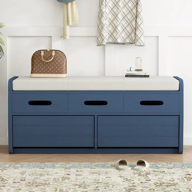 Rustic Storage Bench with 2 Drawers and Hidden Storage Space