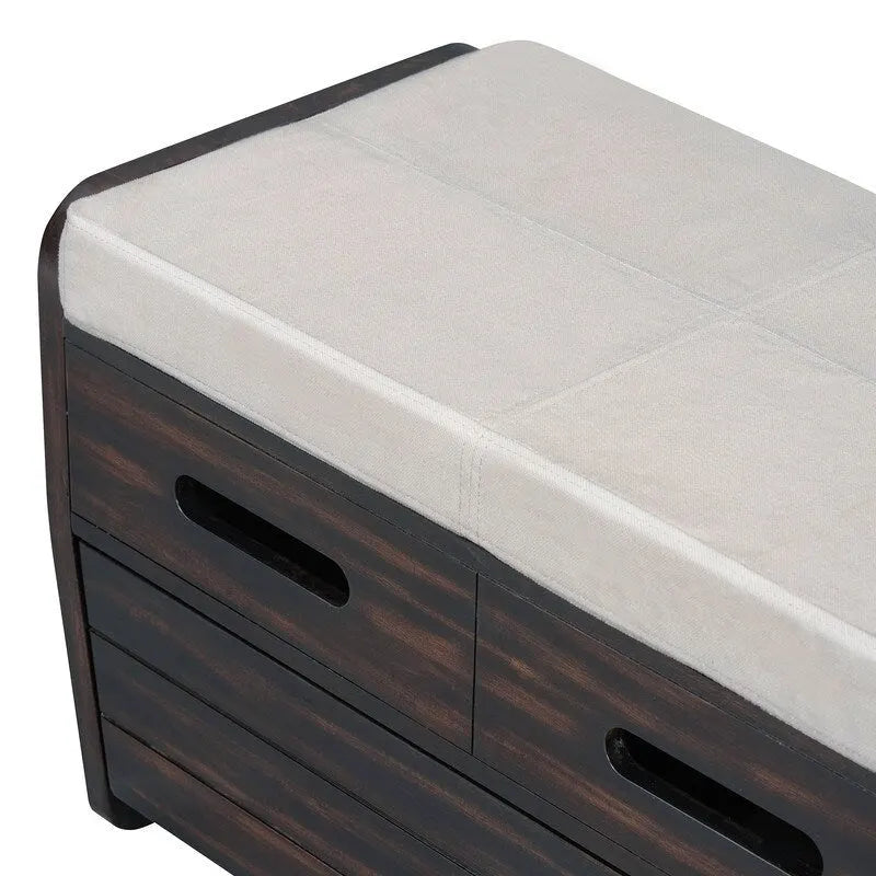 Rustic Storage Bench with 2 Drawers and Hidden Storage Space