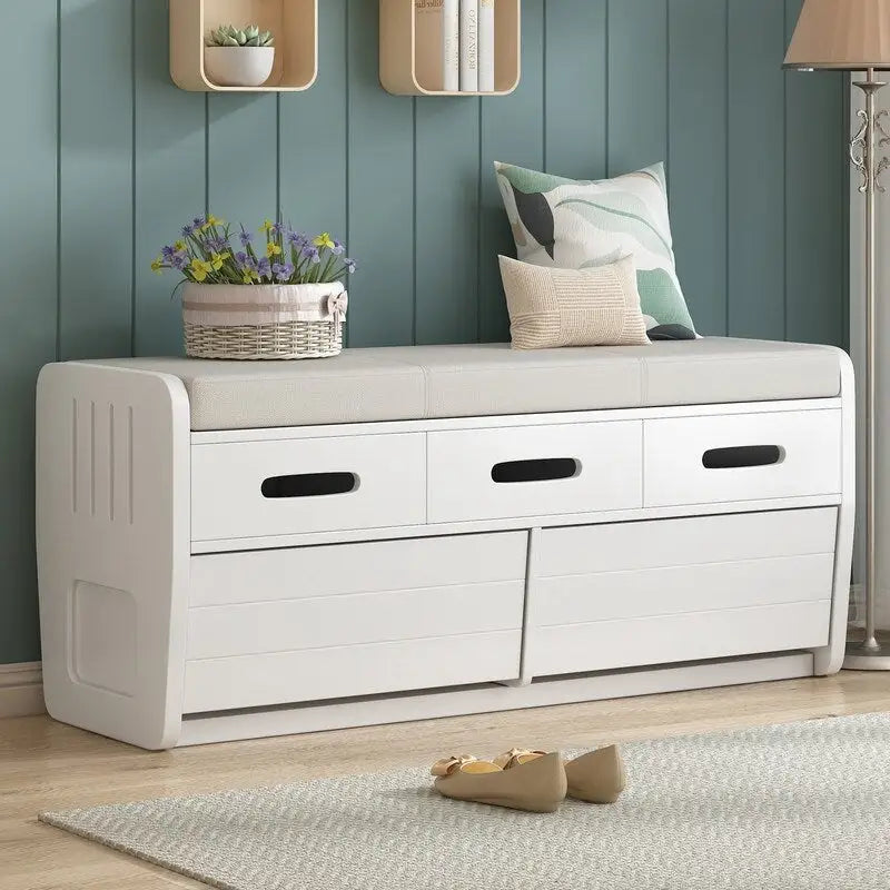 Rustic Storage Bench with 2 Drawers and Hidden Storage Space