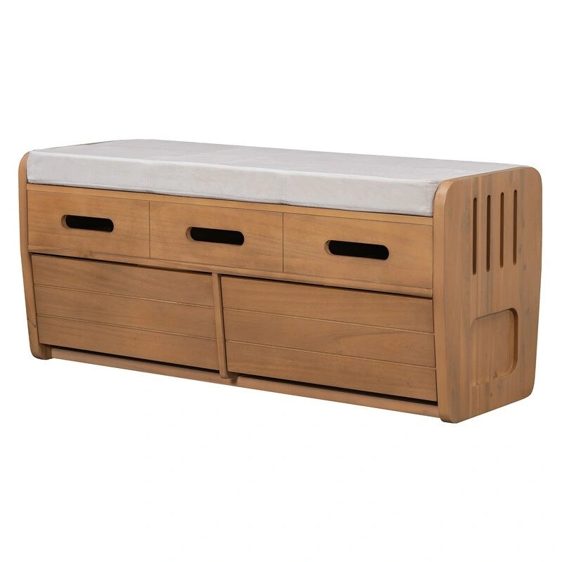 Rustic Storage Bench with 2 Drawers and Hidden Storage Space