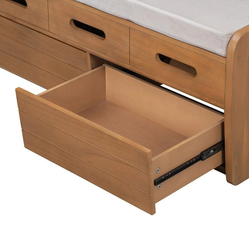 Rustic Storage Bench with 2 Drawers and Hidden Storage Space