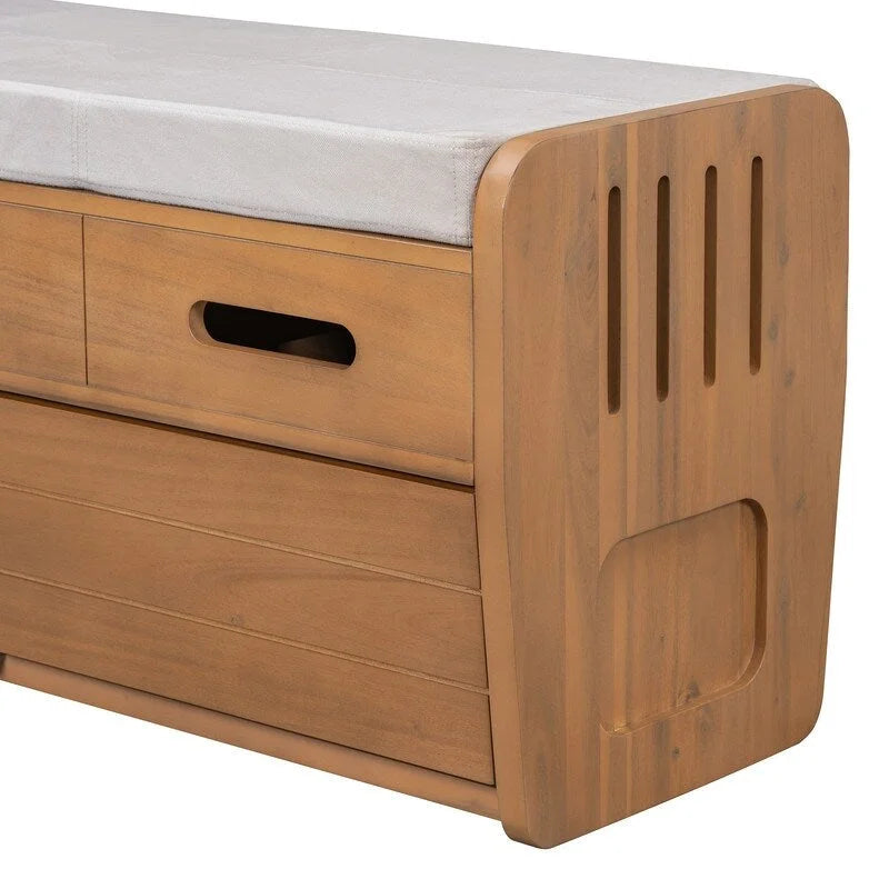 Rustic Storage Bench with 2 Drawers and Hidden Storage Space