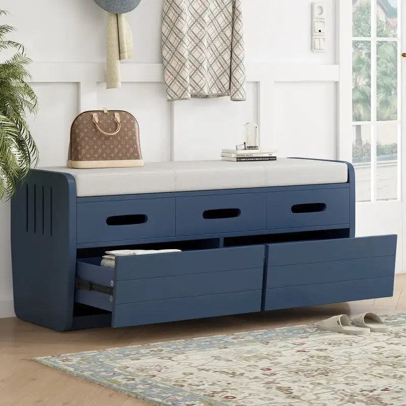 Rustic Storage Bench with 2 Drawers and Hidden Storage Space