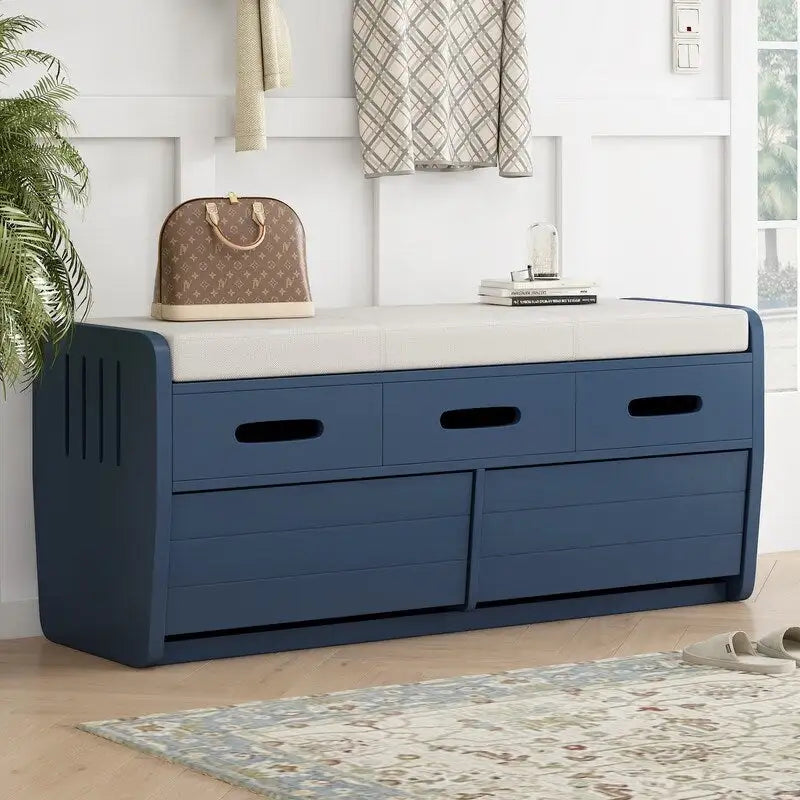 Rustic Storage Bench with 2 Drawers and Hidden Storage Space