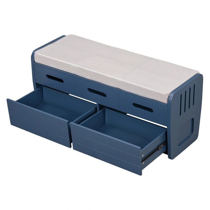 Rustic Storage Bench with 2 Drawers and Hidden Storage Space