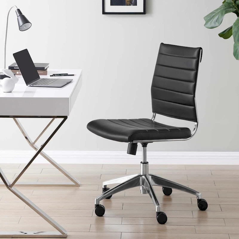 Mid-Back Adjustable Office Chair with Chrome Frame and Padded Seat