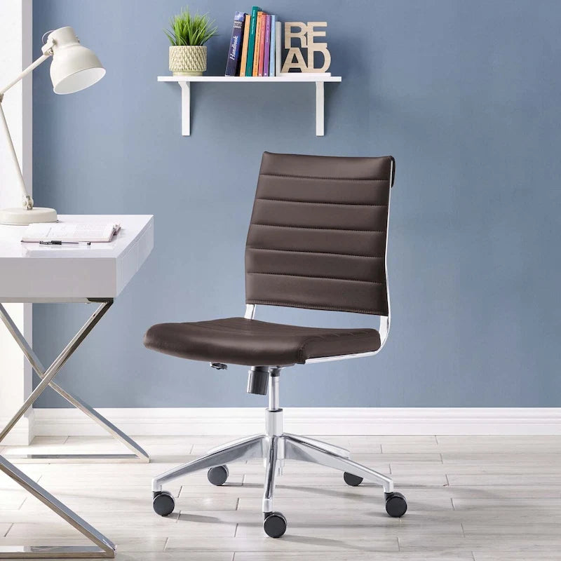 Mid-Back Adjustable Office Chair with Chrome Frame and Padded Seat