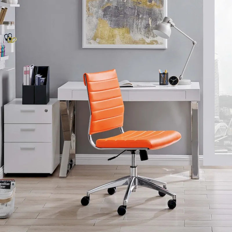 Mid-Back Adjustable Office Chair with Chrome Frame and Padded Seat