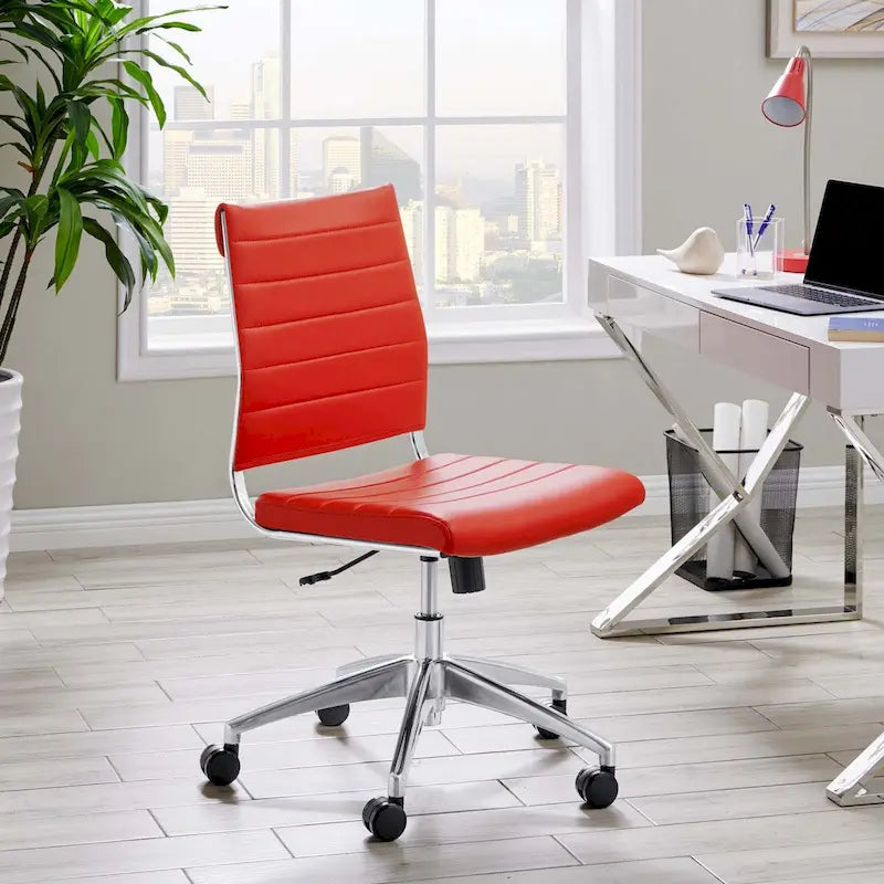 Mid-Back Adjustable Office Chair with Chrome Frame and Padded Seat