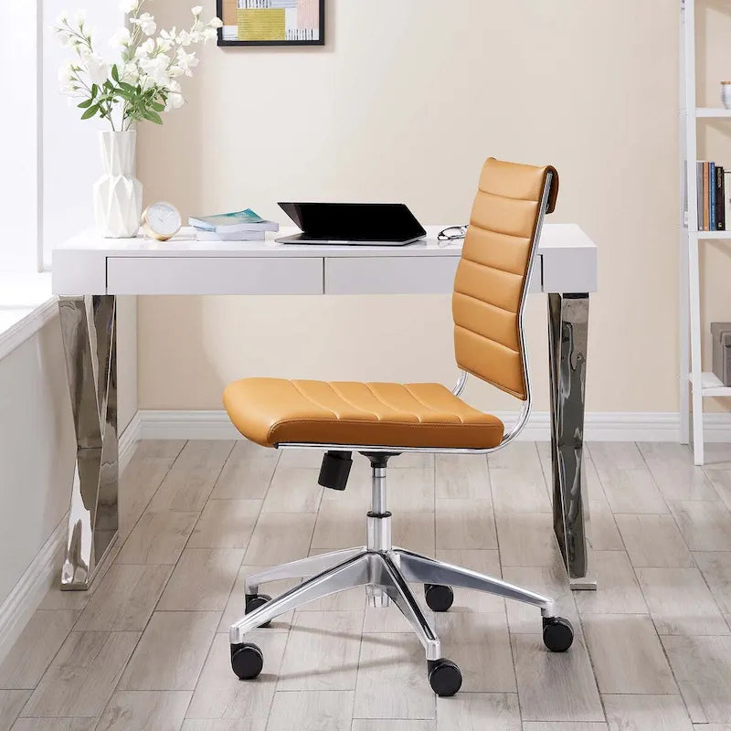 Mid-Back Adjustable Office Chair with Chrome Frame and Padded Seat