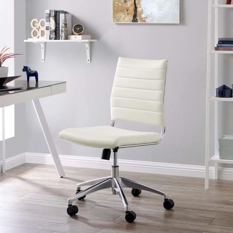 Mid-Back Adjustable Office Chair with Chrome Frame and Padded Seat