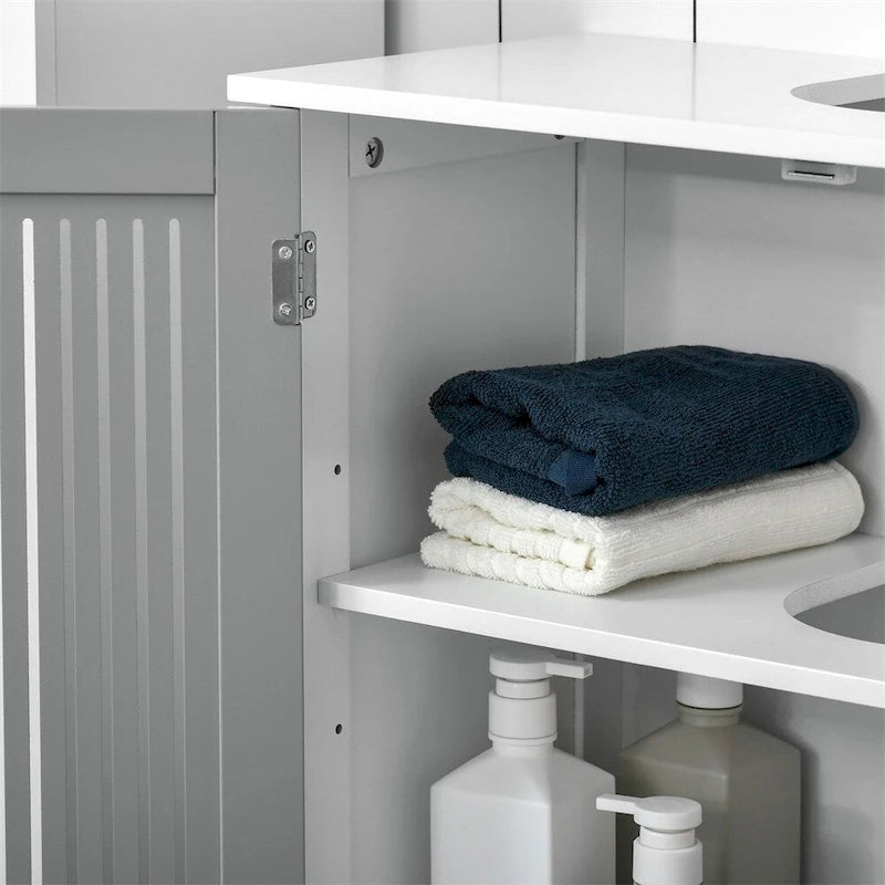 Armario de baño para debajo del lavabo con estante ajustable y doble puerta