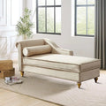 Elegante chaise longue francesa tapizada en terciopelo, con almacenamiento y almohada