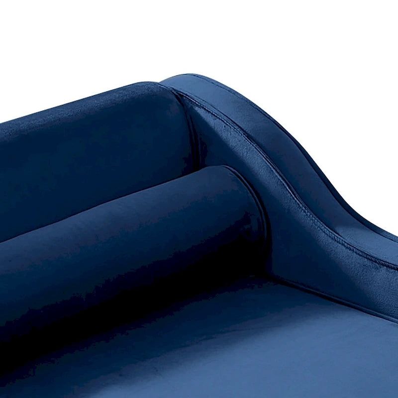 Elegante chaise longue francesa tapizada en terciopelo, con almacenamiento y almohada