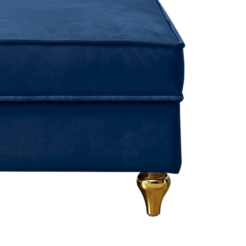 Elegante chaise longue francesa tapizada en terciopelo, con almacenamiento y almohada