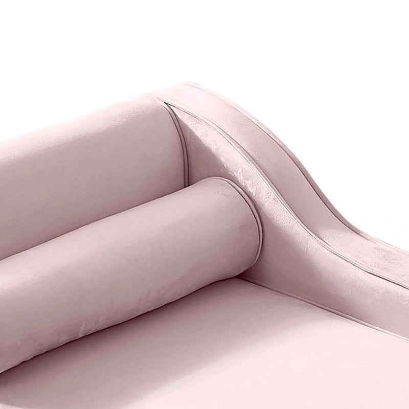 Elegante chaise longue francesa tapizada en terciopelo, con almacenamiento y almohada