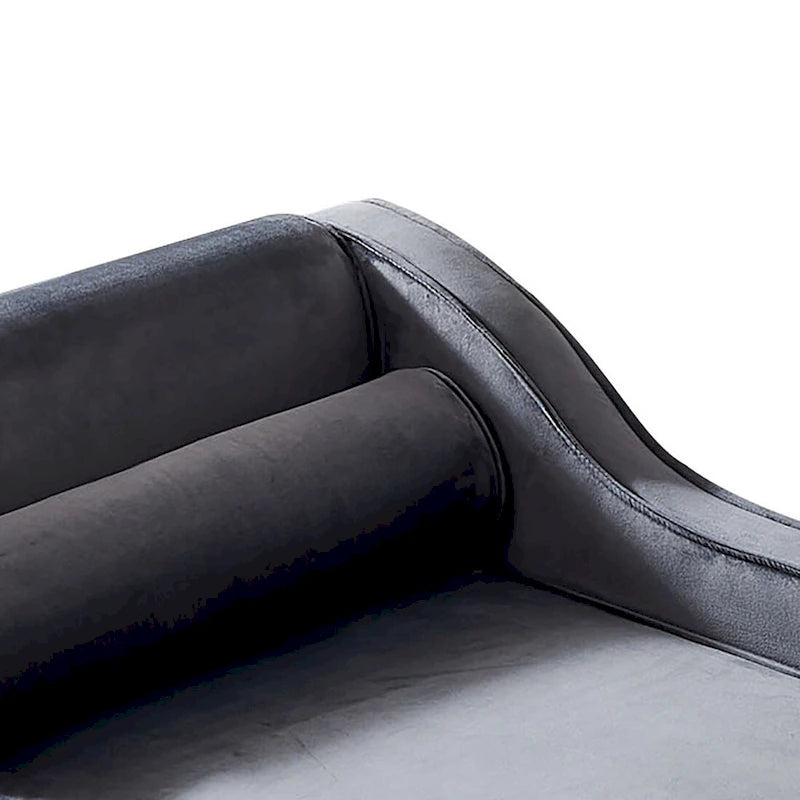 Elegante chaise longue francesa tapizada en terciopelo, con almacenamiento y almohada