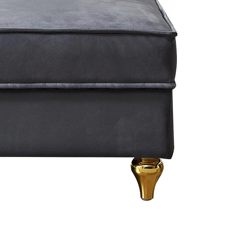 Elegante chaise longue francesa tapizada en terciopelo, con almacenamiento y almohada