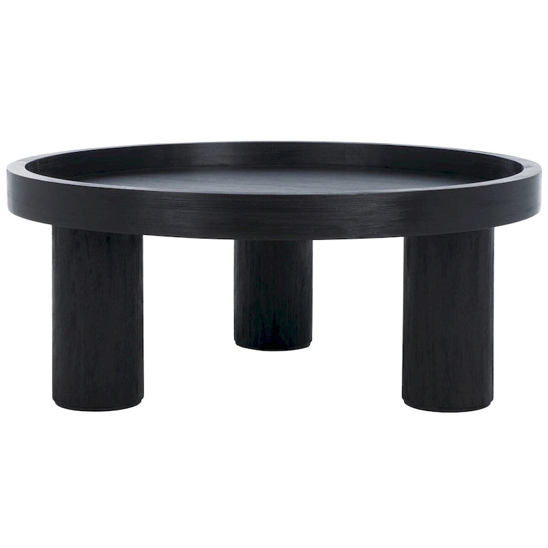 3-Leg Round Coffee Table with Tray Top, Rustic-Chic Style, 36Wx36Dx15H