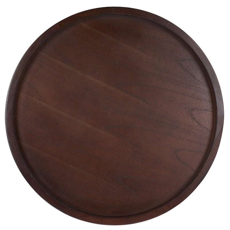 3-Leg Round Coffee Table with Tray Top, Rustic-Chic Style, 36Wx36Dx15H