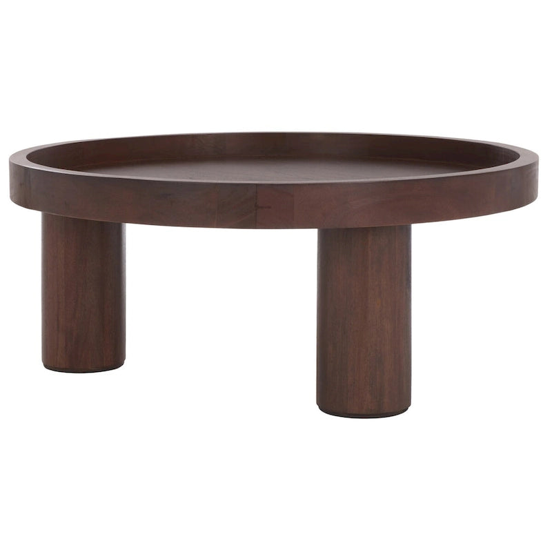 3-Leg Round Coffee Table with Tray Top, Rustic-Chic Style, 36Wx36Dx15H