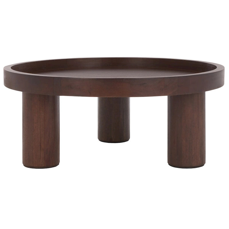 3-Leg Round Coffee Table with Tray Top, Rustic-Chic Style, 36Wx36Dx15H