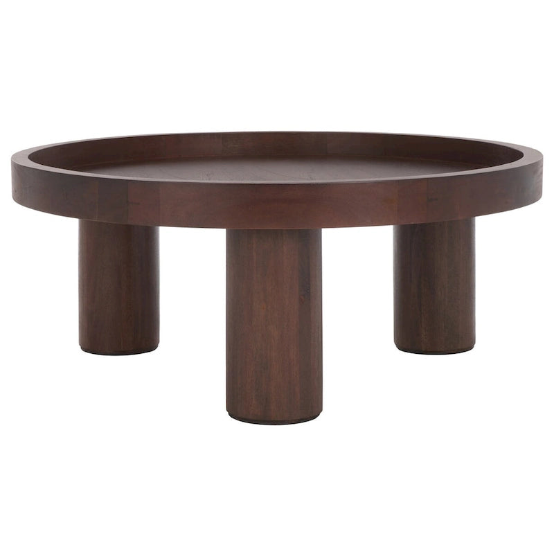 3-Leg Round Coffee Table with Tray Top, Rustic-Chic Style, 36Wx36Dx15H