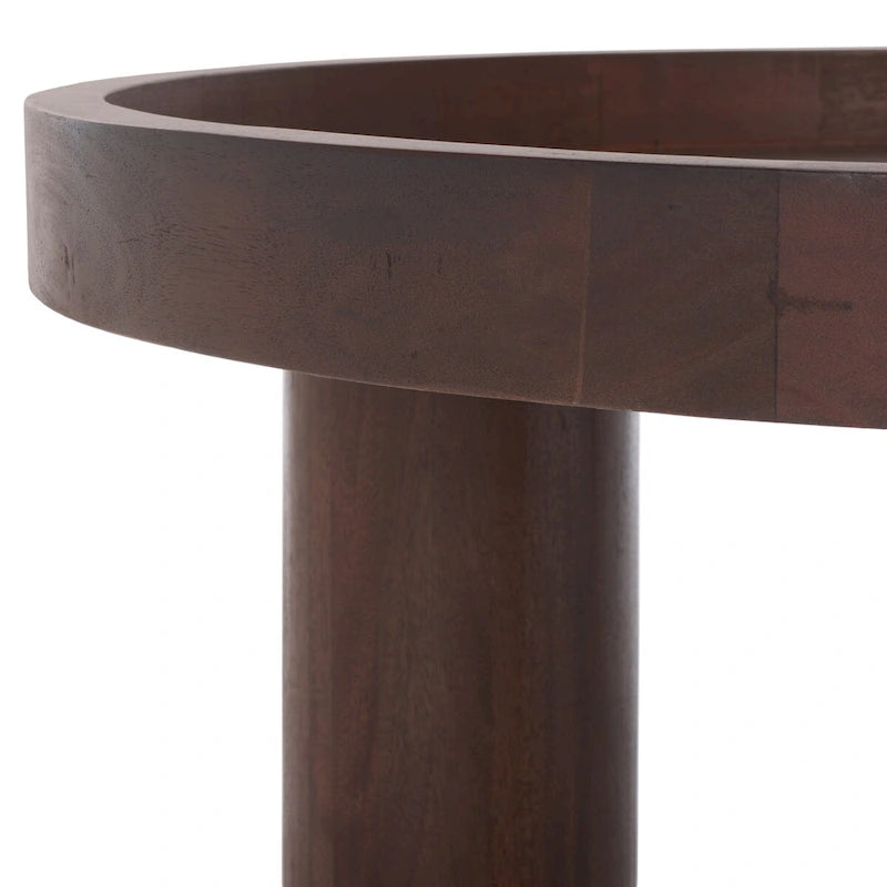 3-Leg Round Coffee Table with Tray Top, Rustic-Chic Style, 36Wx36Dx15H
