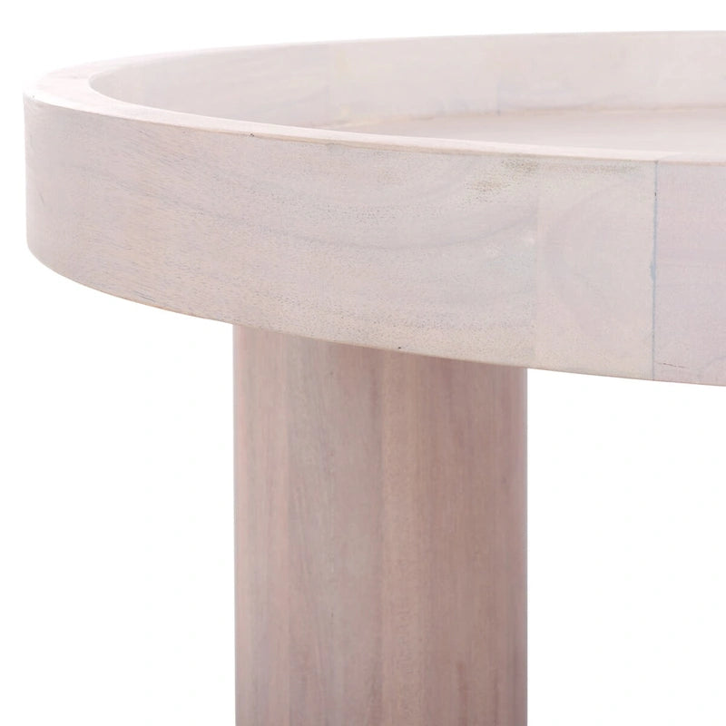 3-Leg Round Coffee Table with Tray Top, Rustic-Chic Style, 36Wx36Dx15H